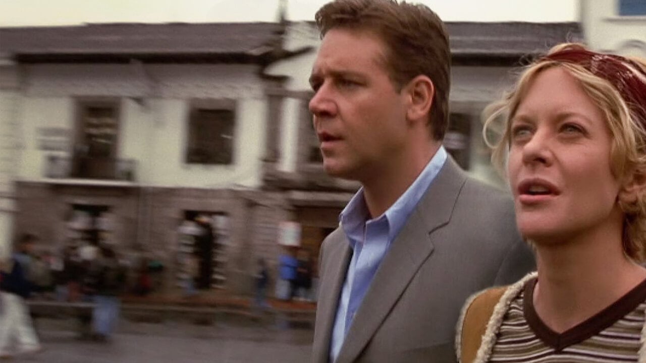 Meg Ryan y Russell Crowe durante la grabación de Proof of Life (Captura de video)