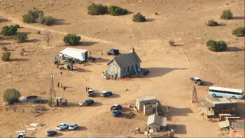 Una vista aérea del set