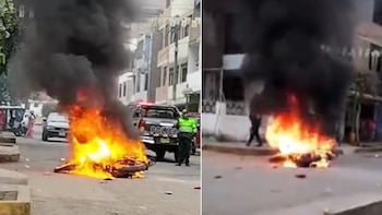 Incendiaron moto de delincuente en