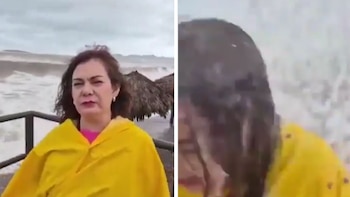 Reportera es “tragada” por una ola mientras cubría el huracán Polo desde Sonora: video se vuelve viral