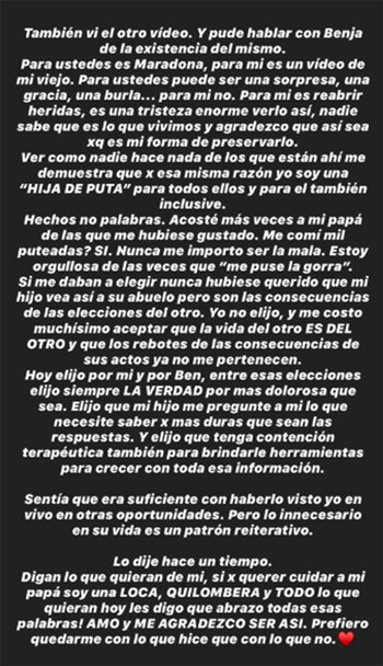 El descargo de Gianinna Maradona