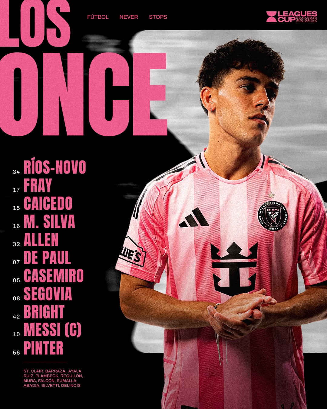 La formación de Inter Miami, con Messi de titular