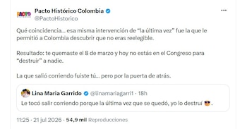 El comentario de Lina María Garrido sobre Petro que provocó la respuesta inmediata del Pacto Histórico - crédito @PactoHistorico/X