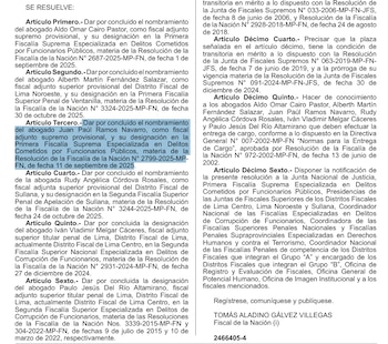 Tomás Gálvez remueve a fiscal