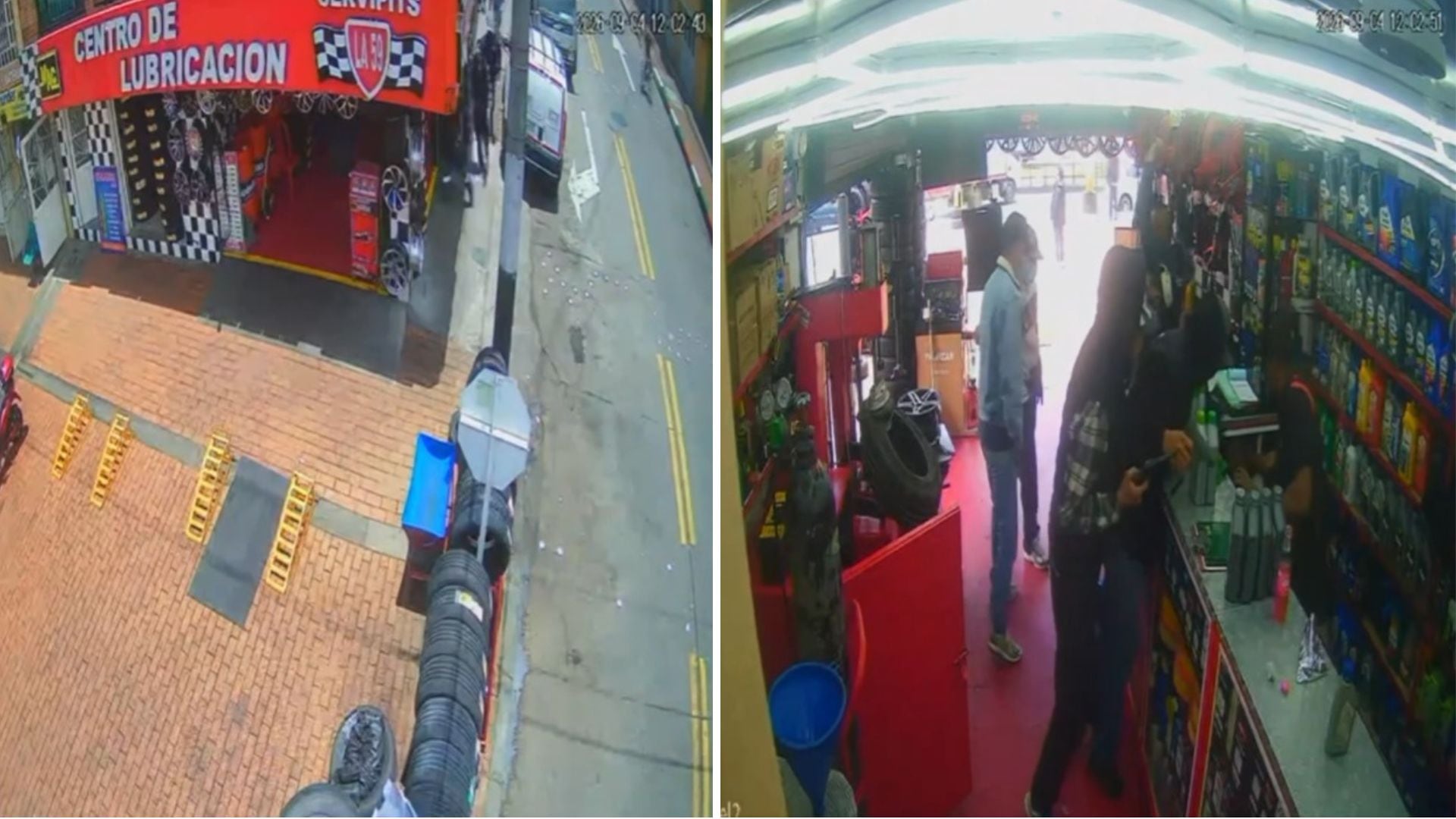 Cinco hombres, tres de ellos armados, entraron al comercio de Bosa y cometieron el robo en cerca de 24 segundos - crédito Captura video