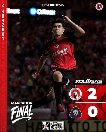 Gilberto Mora Xolos Pumas Jornada 6 Liga MX Apertura 2026