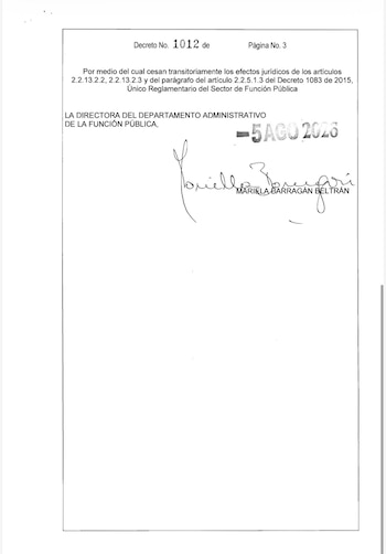 La decisión aplica a empleos cuya nominación corresponde al presidente y a cargos de libre nombramiento y remoción del Dapre - crédito Dapre