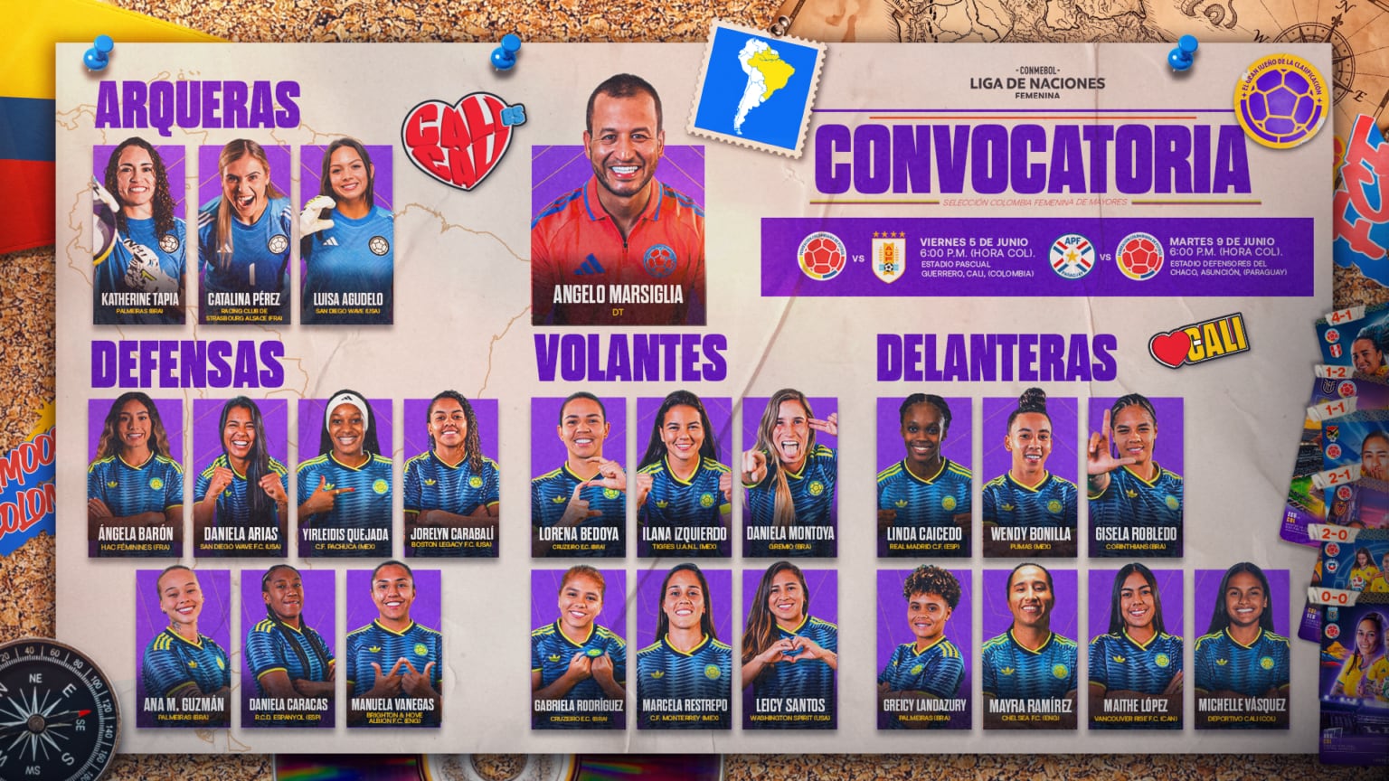Colombia recibirá a Uruguay en Cali, y tendrá que visitar a Paraguay en Asunción-crédito Jefatura de Prensa Federación Colombiana de Fútbol
