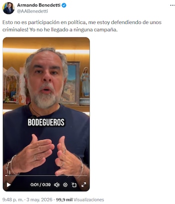 Ministro del Interior Armando Benedetti rechazó acusaciones y tildó de criminales a activistas digitales de campaña - crédito @AABenedetti/X