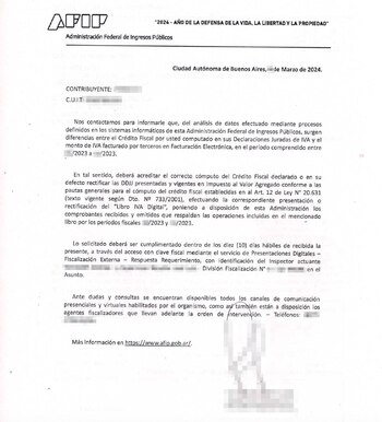 Uno de los requerimientos enviados