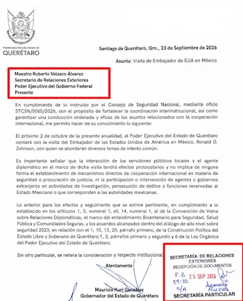 Gobierno de Querétaro responde a Sheinbaum: avisó una semana antes del evento con el embajador. Especial