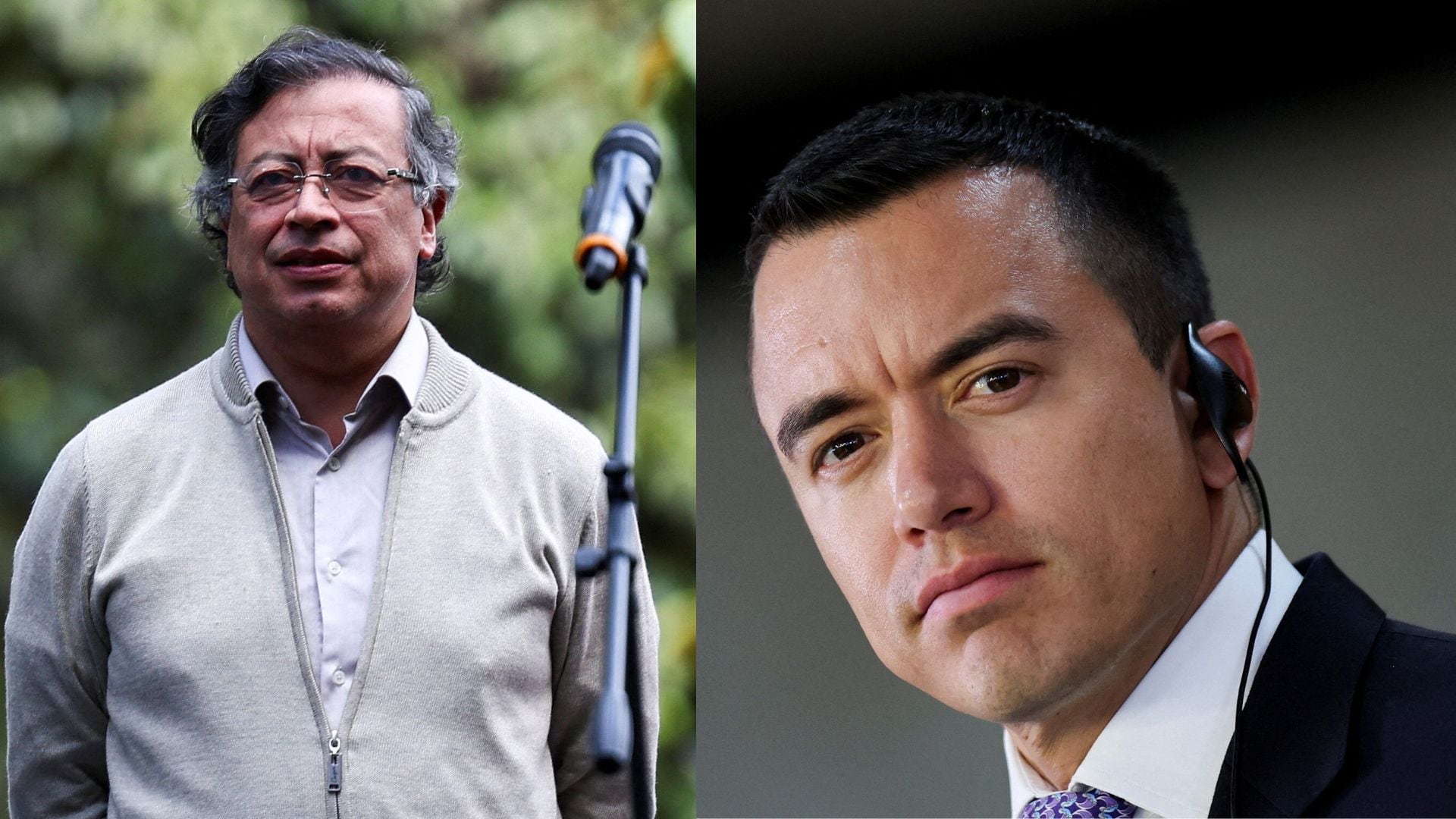 Gustavo Petro, presidente de Colombia; Daniel Noboa, presidente de Ecuador - crédito Luisa González/Adriano Machado/REUTERS