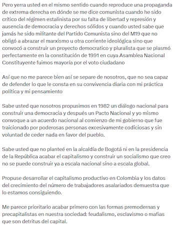 Petro rechazó que se le califique como comunista y defendió el carácter democrático y pluralista de su trayectoria política. - crédito @petrogustavo/X
