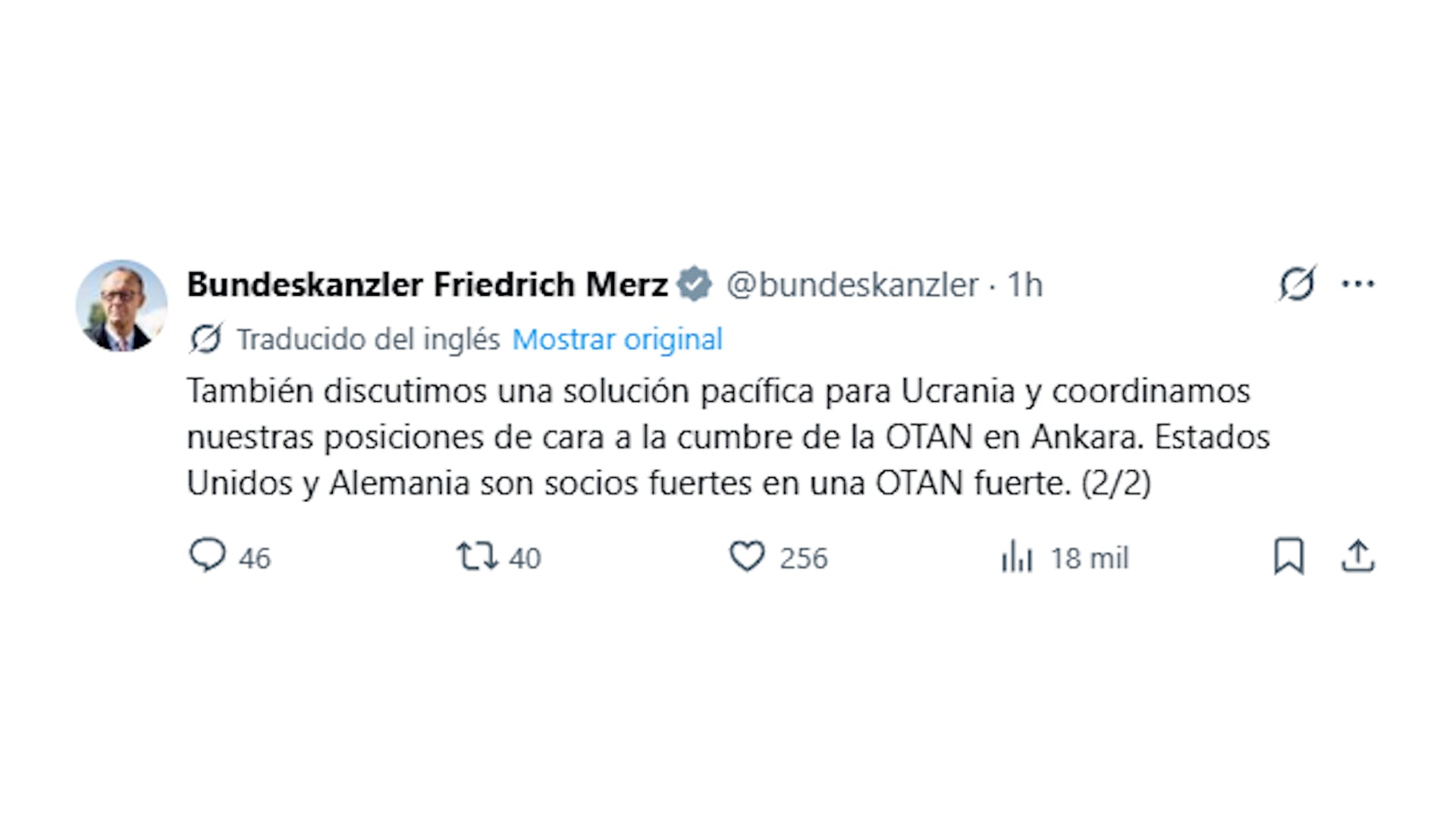 El mensaje de Friedrich Merz en X