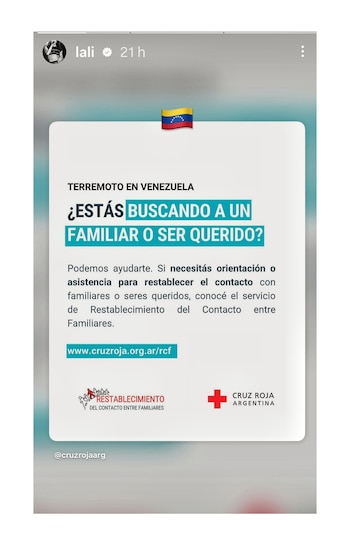 Lali Espósito pide ayuda para Venezuela