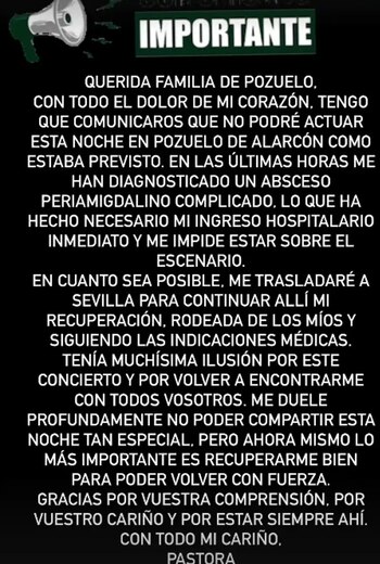 El comunicado de Pastora Soler