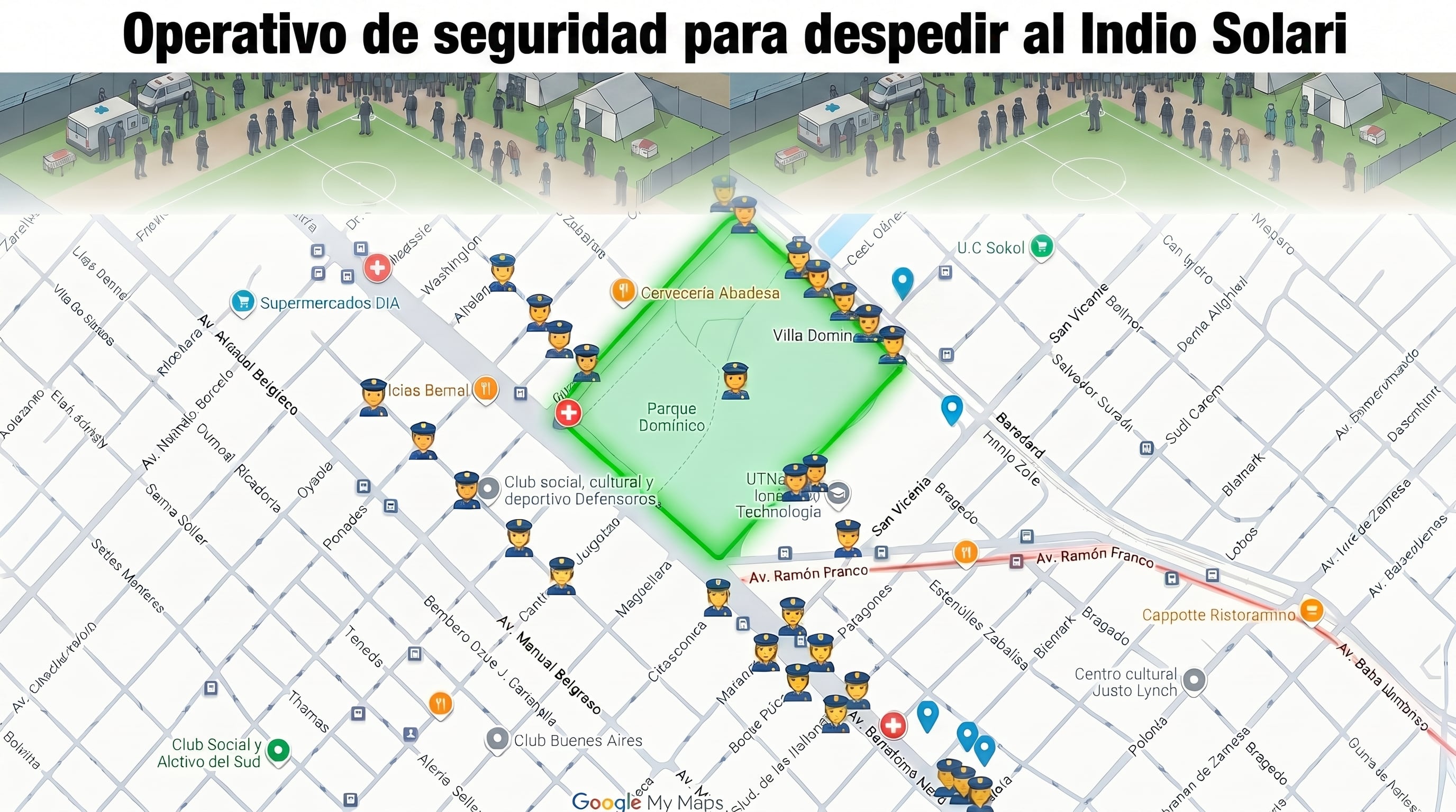 Operativo de seguridad para despedir al Indio Solari - VisualesIA