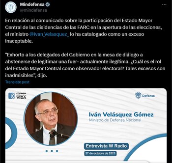 Mensaje del ministro de Defensa,