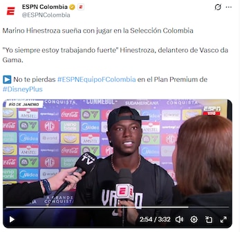 La declaración de Marino Hinestroza a ESPN Colombia - crédito @espncolombia/X