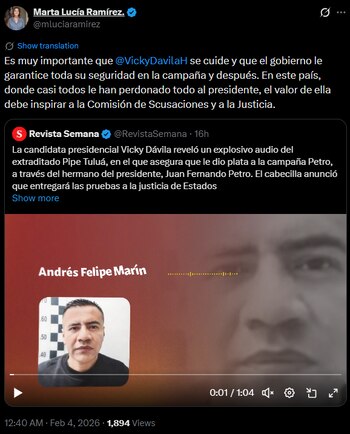 Marta Lucía Ramírez enfatizó en