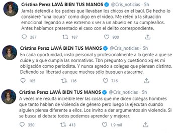 El descargo de Cristina Pérez