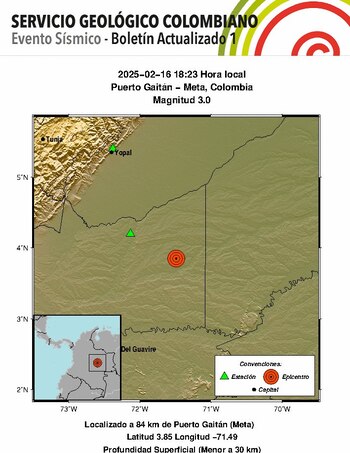 Sismo en Puerto Gaitán, Meta
