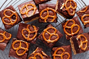 Salted pretzel brownies in New
