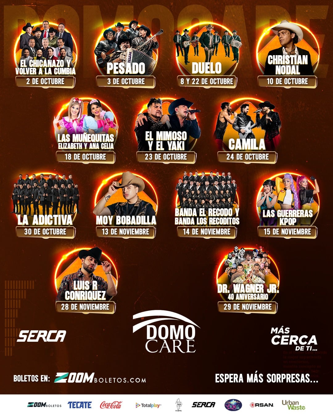 El recinto Domo Care presenta su cartelera de conciertos y eventos programados entre octubre y noviembre con artistas como Christian Nodal y Camila. (Domo Care/Instagram)