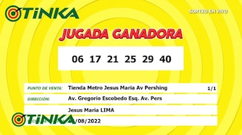 Jugada ganadora de la Tinka