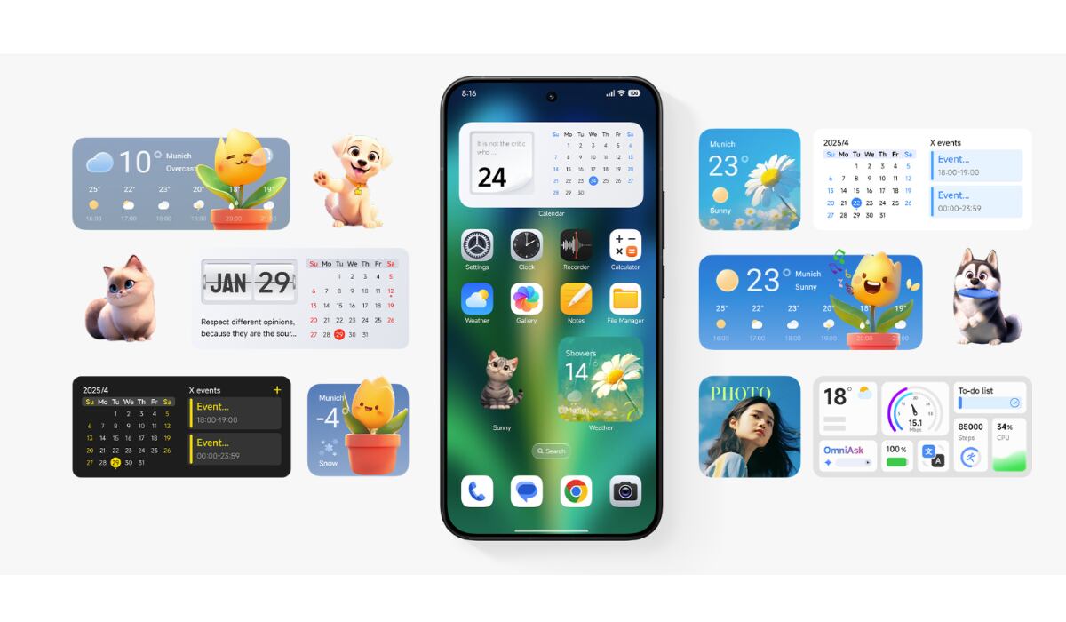 La nueva interfaz, inspirada en Liquid Glass de iOS, incorpora notificaciones tipo “HyperIsland”. (Xiaomi)