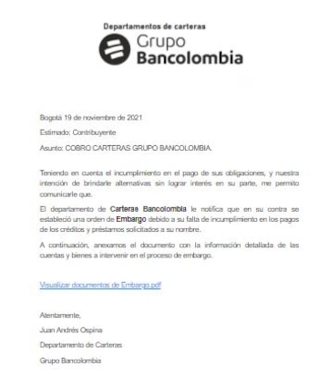 Ciberlincuentes estarían enviando carta falsa