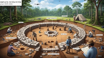 Guatemala: Las excavaciones de 2025 a 2026 documentan por completo un edificio circular en el norte de Petén