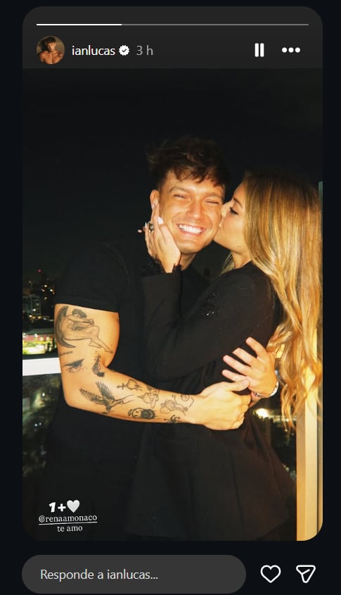 Ian Lucas celebró un nuevo mes de amor con su novia, Renata Mónaco