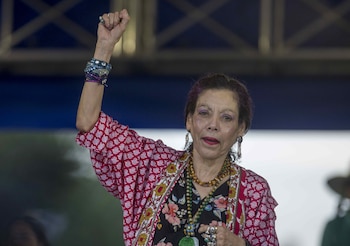 Fotografía de archivo en la que se captó a la copresidenta de Nicaragua, Rosario Murillo, durante un acto público, en Managua (Nicaragua). EFE/Stringer