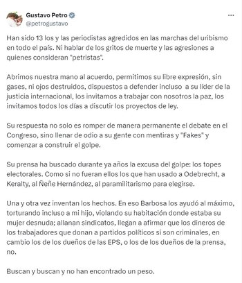 Gustavo Petro volvió a criticar