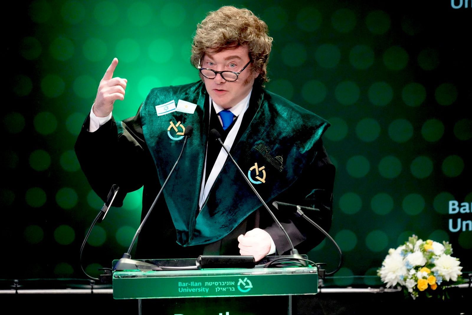 Javier Milei habla en la Universidad de Bar-Ilan, donde fue investido doctor Honoris Causa