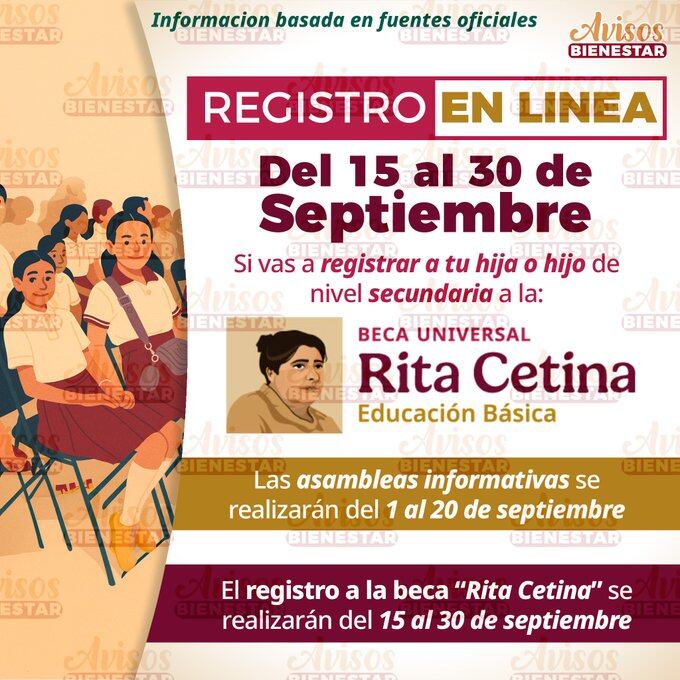 La Beca Rita Cetina, impulsada por la SEP, apoya a estudiantes de nuevo ingreso a secundaria, fomentando la continuidad educativa y aliviando la carga económica de las familias mexicanas
