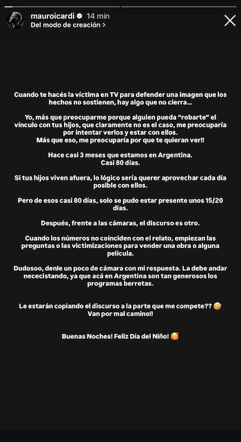Mauro Icardi acusó a Benjamín Vicuña de hacerse la víctima en TV y de sostener una imagen pública que, según él, no coincide con los hechos