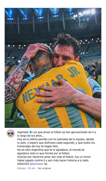 El sentido mensaje de Neymar dedicado a Messi