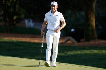 Mar 13, 2025; Ponte Vedra Beach, Florida, USA; Camilo Villegas checks out the ninth green during the first round of The Players Championship golf tournament at TPC Sawgrass. Mandatory Credit: Jeff Swinger-Imagn Images