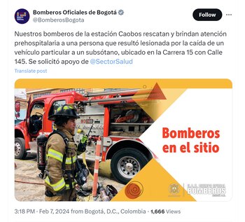Los bomberos de Bogotá atendieron