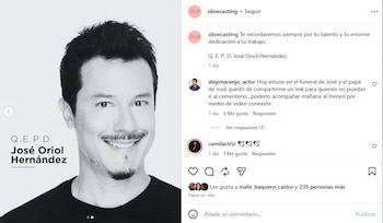 Siloé Casting despidió a José Oriol Hernández en Instagram con un mensaje que destacó su talento y su dedicación al trabajo - crédito @siolecasting/Instagram