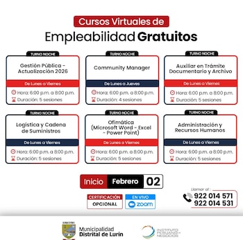 Las áreas de formación incluyen