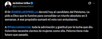 Jerónimo Uribe - crédito @jeronimoauribem/X