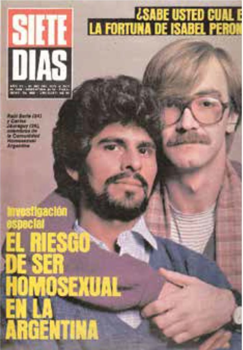 La primera tapa de revista de una pareja gay: Carlos Jáuregui y Raúl Soria (Revista Siete Días)