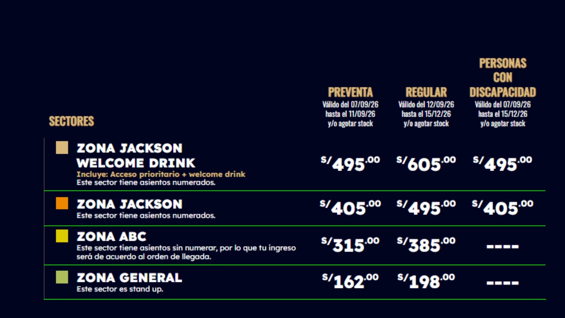 Las entradas para el espectáculo están disponibles en Teleticket desde S/ 162 durante la etapa de preventa