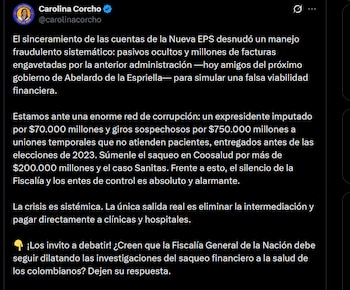 Carolina Corcho - crédito @carolinacorcho/X