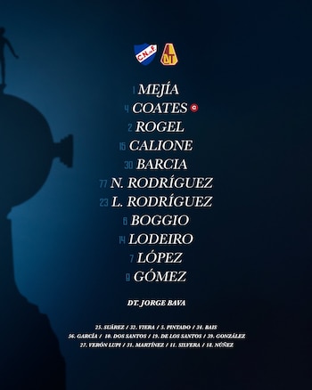 Titulares de Nacional de Montevideo para el compromiso ante Deportes Tolima por la Copa Libertadores 2026 - crédito @nacional/X