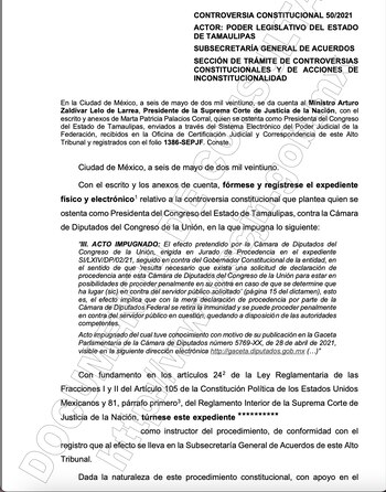 Controversia Constitucional 50/2021 (Foto: captura