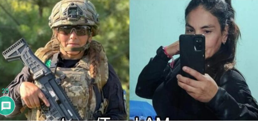 Griselda Inés Ortiz, detenida por reclutar mercenarios argentinos, arma y smartphone en mano